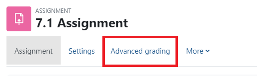 Advanced Grading tab at the top of the assignment page.