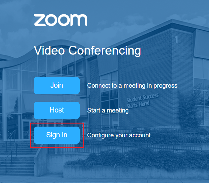 lane community college zoom web page with sign in highlighted