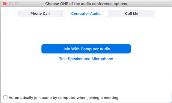 zoom audio window with join with computer audio button