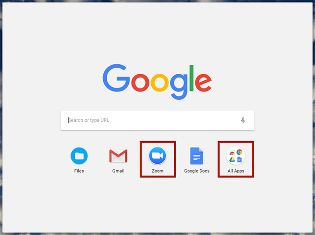 chromebook launcher with zoom and all apps highlighted