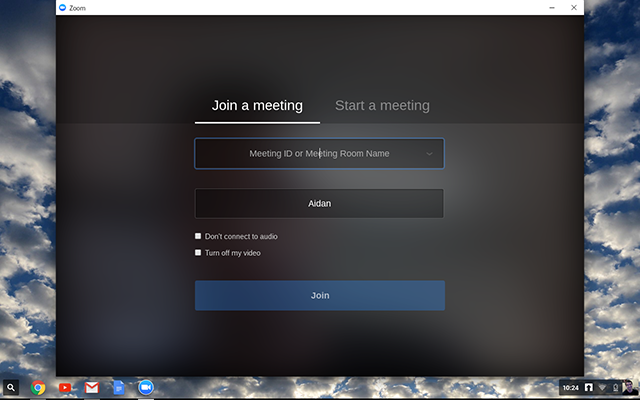 zoom application with join a meeting and join button