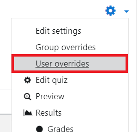 User override option under the gear after clicking into the quiz.