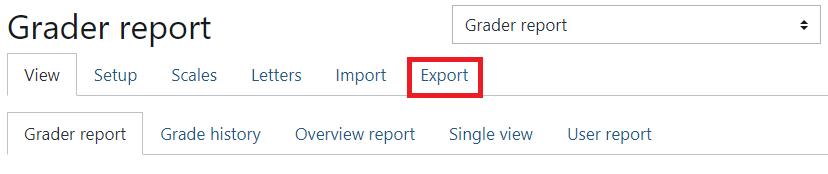 Export tab at the top in the Gradebook.
