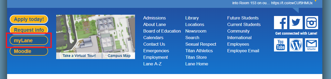The myLane button on a lower page banner on lanecc's website.