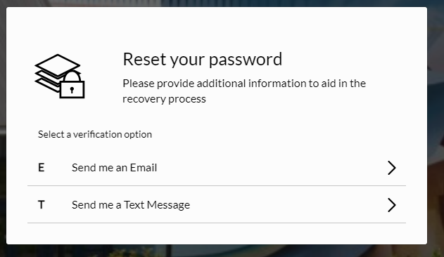 Reset your password window with two options for recovering your password.