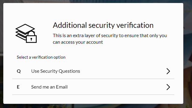 Pick one of your verification methods after logging in with your newly reset password.