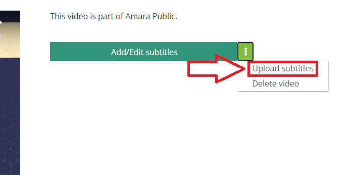 amara web page with upload subtitles button highlighted