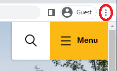 Chrome menu button (three vertical dots) at the top right of the browser window.