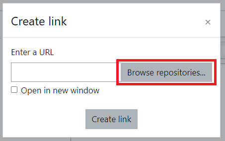 Browse Repositories button on the Create Link window.