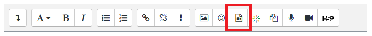 Add media button in the text editor inside of Moodle.