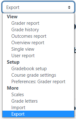 Export tab at the top in the Gradebook.