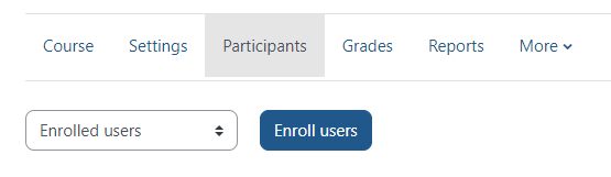The image shows the participants tab and the enroll users button