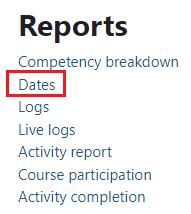 Reports options shown with dates highlighted