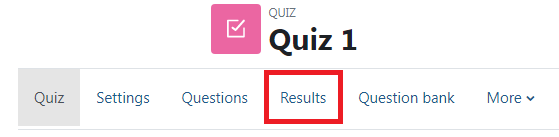 Quiz chosen with results highlighted.