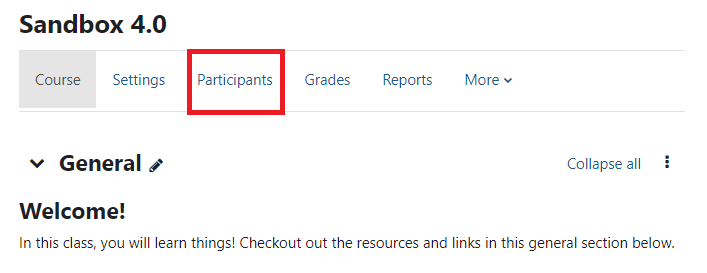 The Participants tab at the top of your course page.