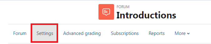 Forum page with settings highlighted