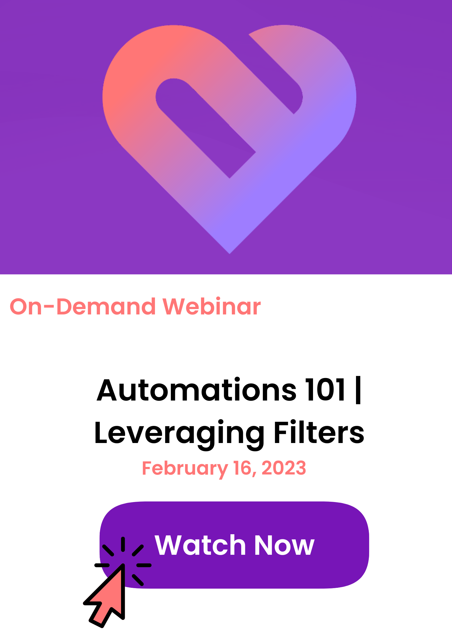 On-demand webinar tile for Automations 101, click to watch now