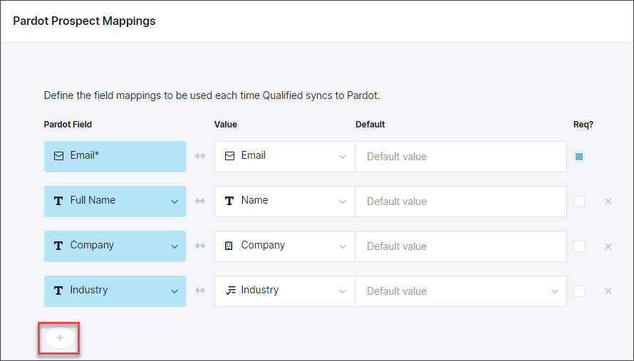Click the + icon to add the Qualified Playback URL field to the Qualified Prospect Mappings