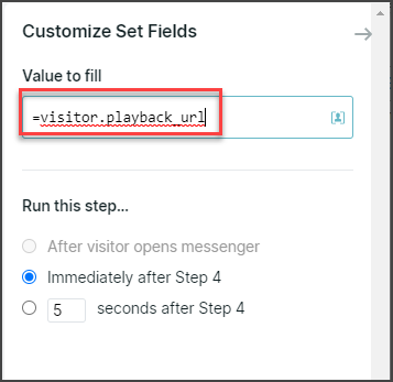 Enter "=visitor.playback_url" for the value of the Playback URL field