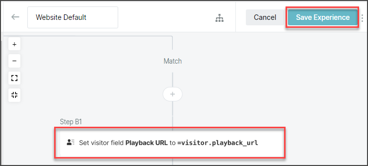 With the Playback URL mapping step created, click Save Experience in the upper right-hand of the screen