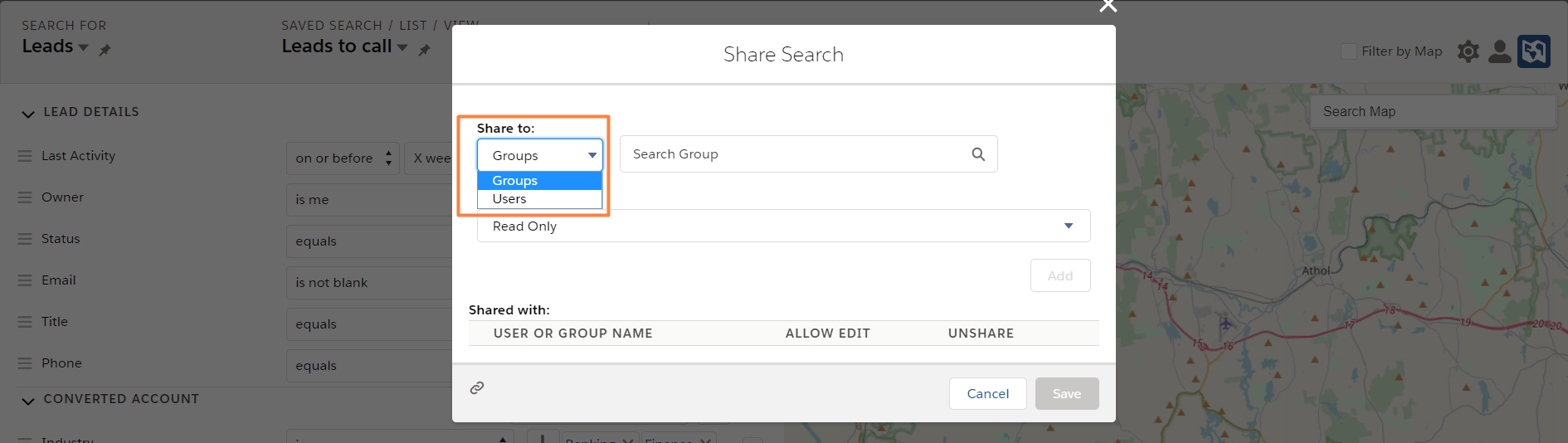 Sharing search
