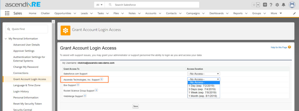 Ascendix Technologies Grant Account Login Access