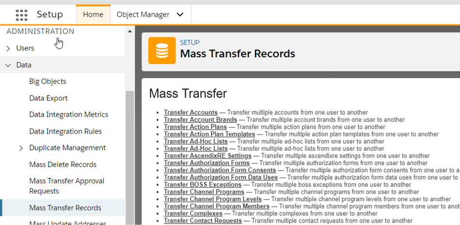 User Management – Reassignment of Records