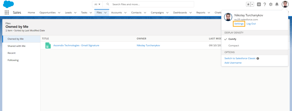 AscendixRE CRE CRM for Salesforce - Lightning Experience - User Settings
