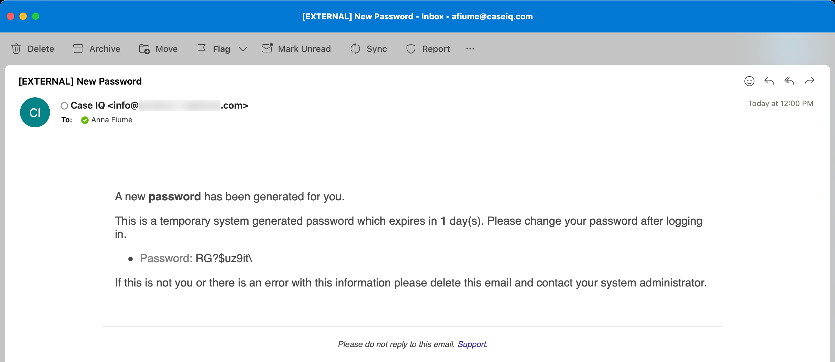 New Password email.