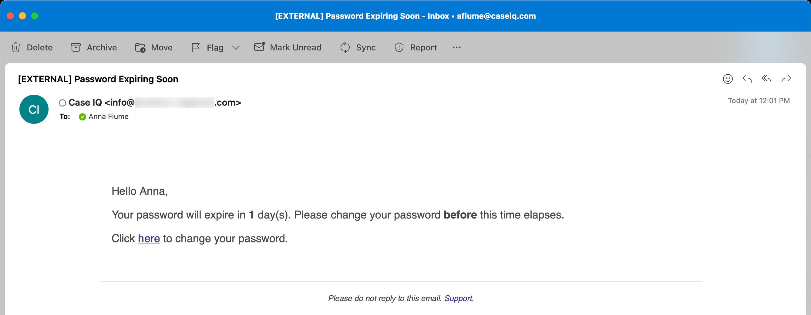Password Expiring Soon email.
