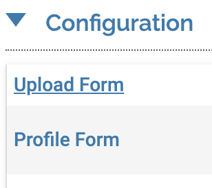 Configuration section, highlighted Upload Form