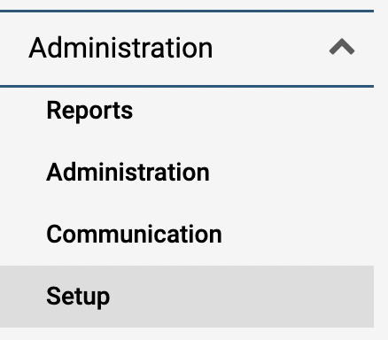 Administration section with Setup selected