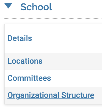 School category with Organizational Structure underlined