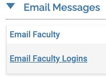 Email Messages section with Email Faculty Logins underlined