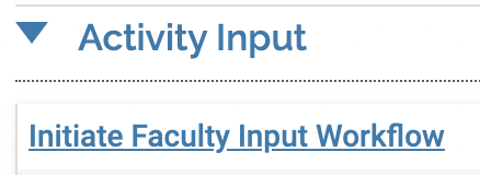 Activity Input section with Initiate Faculty Input Workflow