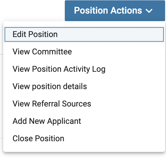 Edit Position selected from the Position Actions dropdown