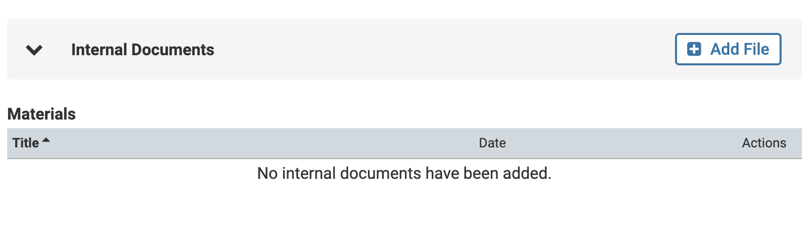 Add File button on the right hand side of the Internal Documents section