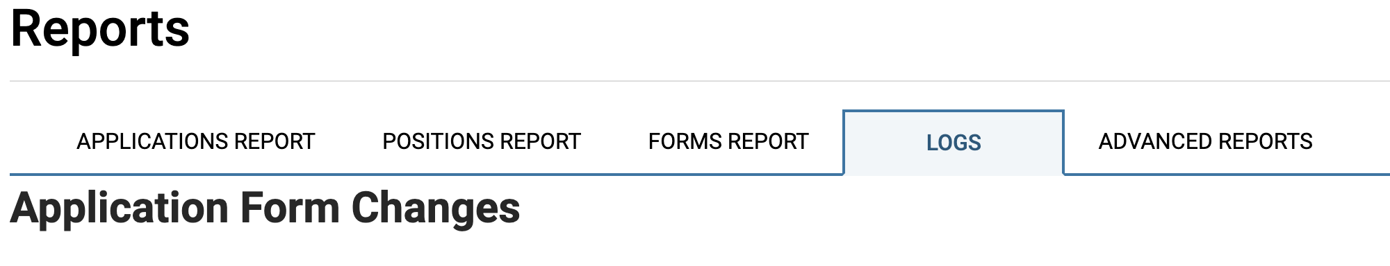 Logs selected under the Reports section adjacent to the Form Report tab