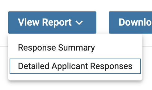 Detailed Applicant Responses button selected under the View Report Dropdown