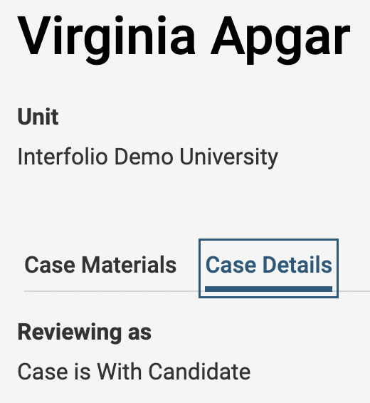 Virginia Apgar with Case Details tab highlighted