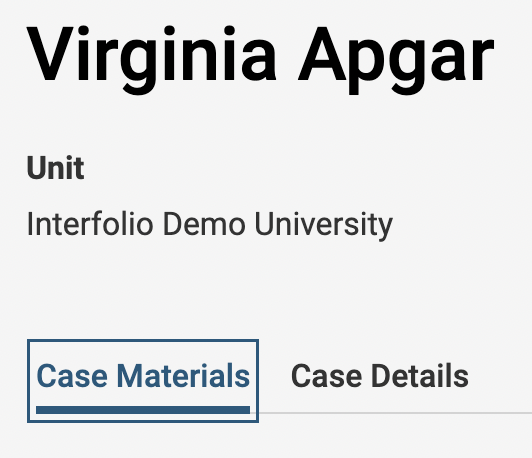 Virginia Apgar with Case Materials selected