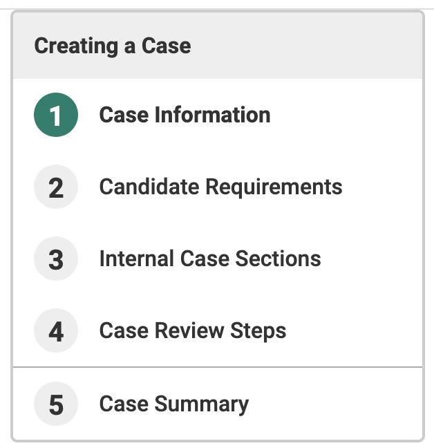 Creating a Case section with Case Information selected