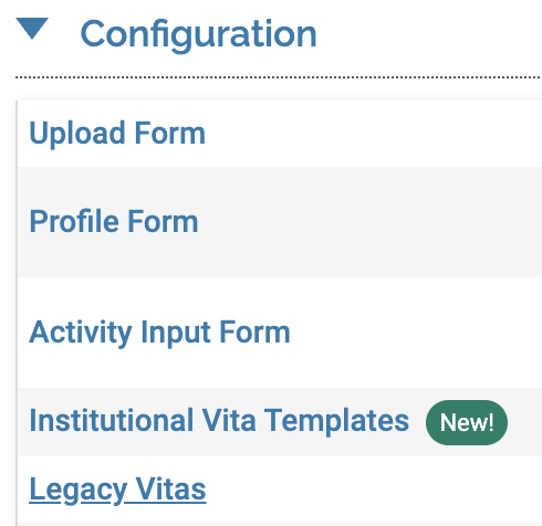 Configuration section with Legacy Vitas selected