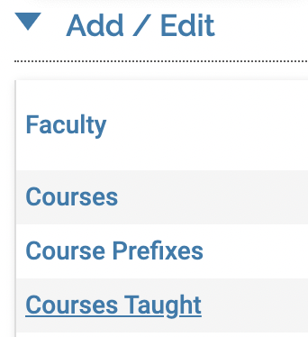 Add/Edit section with Courses Taught elected