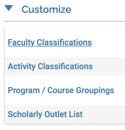 Customize section with Faculty Classification selected