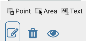 Notes icon selected with Point, Area, and Text shown above