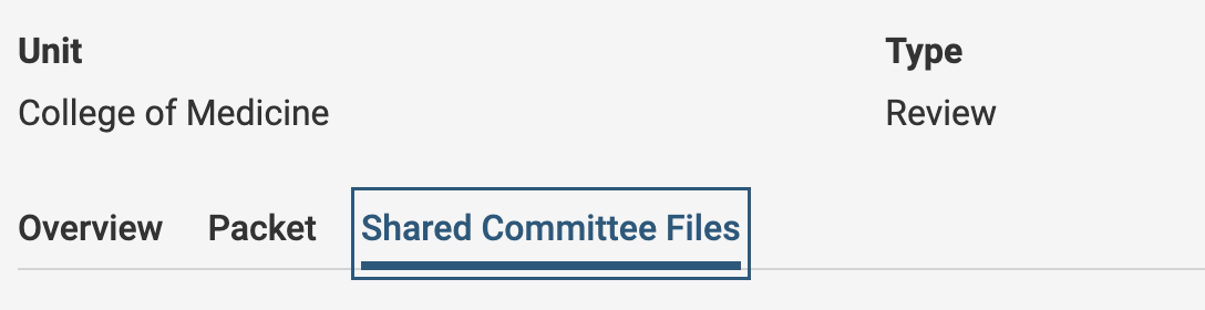 Shared Committee Files tab selected
