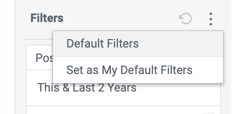 Choose default filters or set the current state of customized filters as your default.