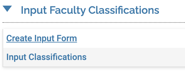 Create Input From selected under Input Faculty Classifications