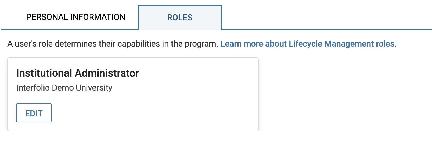 Roles tab selected adjacent to Personal Information tab